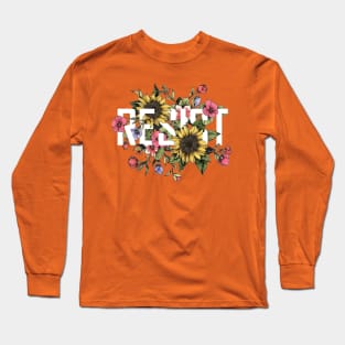 Feminist Protester Support Resist Floral Design Long Sleeve T-Shirt
